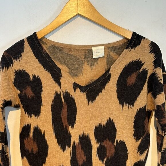Leopard Print Wool Blend Bodycon Knit Dress - Picture 4 of 9